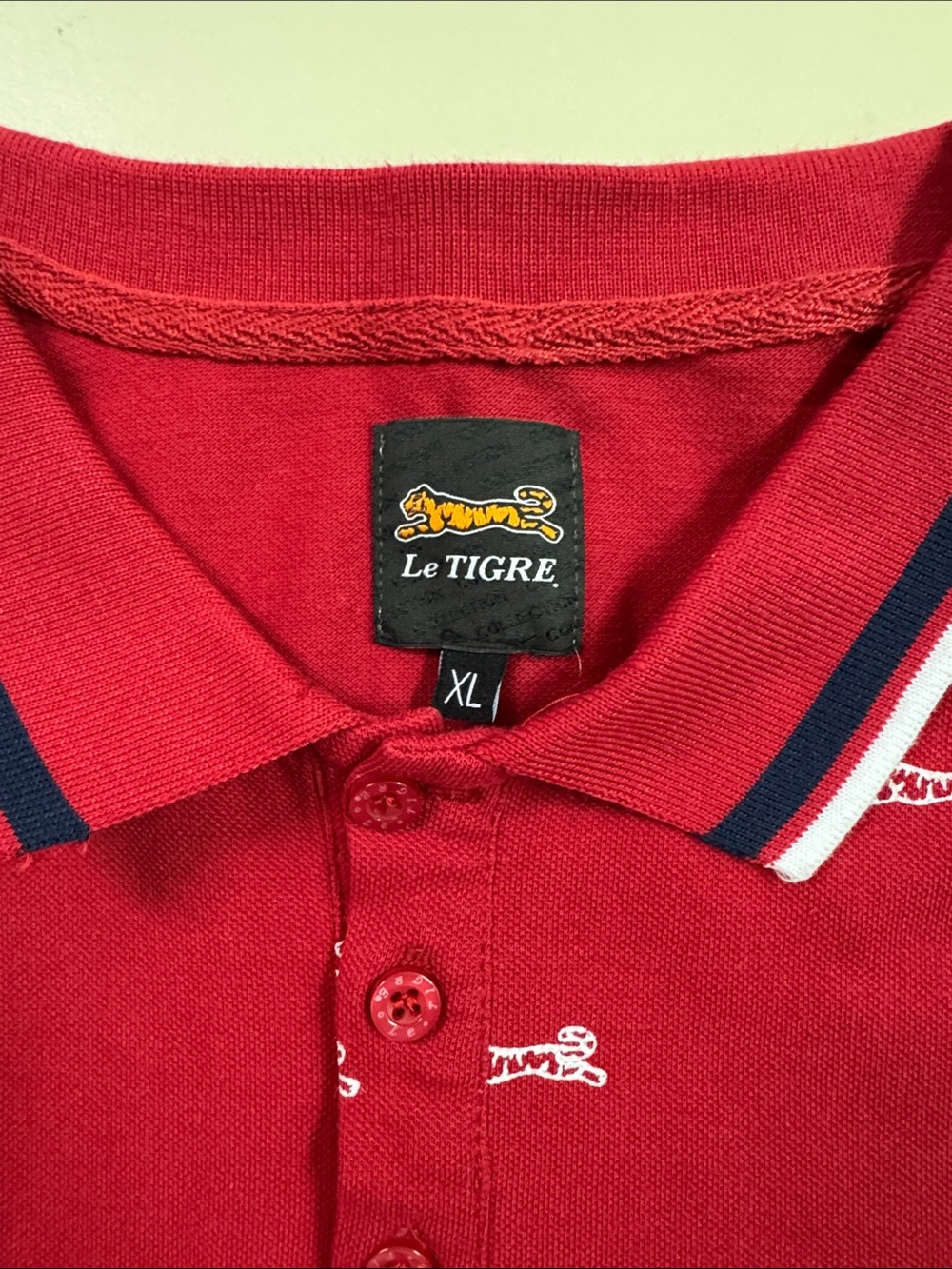 Le Tigre Red Polo with Embroidered Tiger and Contrast Collar - Picture 2 of 9